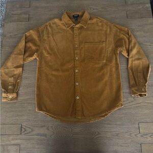 Forever 21 Men’s Brown Corduroy Button-Up Shirt Small Streetwear fall winter